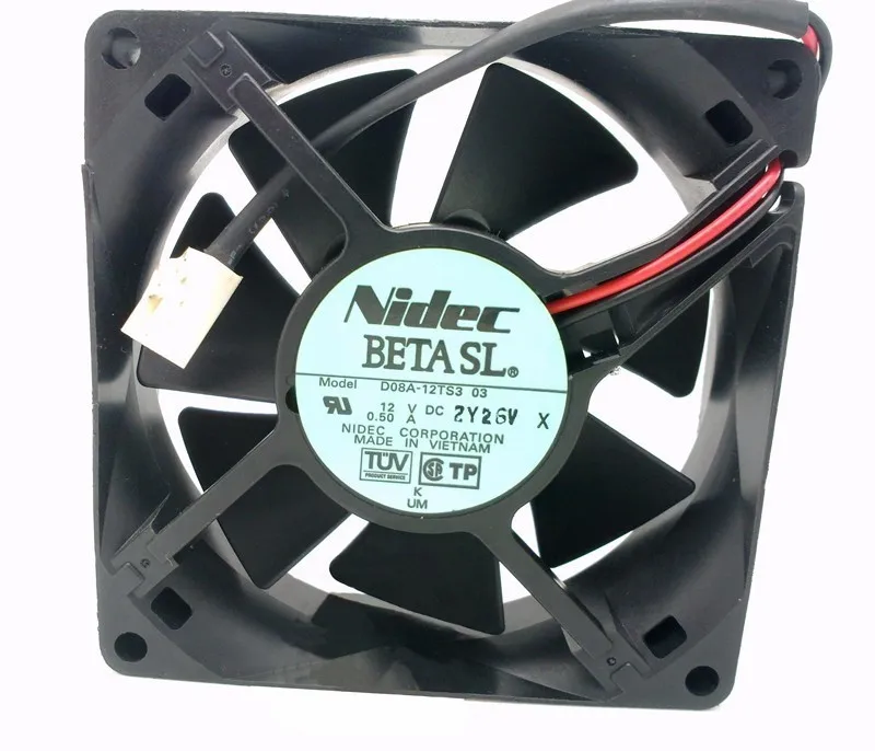 NIDEC D08A-12TS3 80*80*25mm 8cm 80x80x25mm DC 12V 0.50A 2 Line 2 Pin Server Inverter Cooling Fan
NIDEC D08A-12TS3 80*80*25mm 8cm 80x80x25mm DC 12V 0.50A 2 Line 2 Pin Server Inverter Cooling Fan
