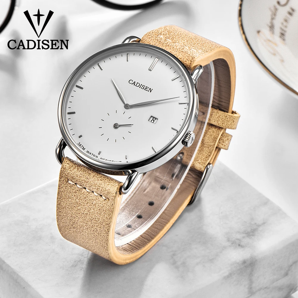 

Fashion Mens Watches CADISEN 2018 New Militray Sport Quartz Men Watch Leather Waterproof Male Wristwatches Relogio Masculino