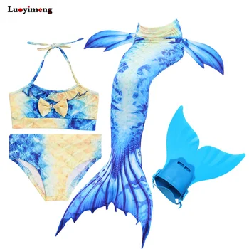 New Girls Mermaid Tails Swimming Clothes Kids 4PCS/Set Cosplay Mermaid Tail Costumes Outfits Bikini Set Swim Suit With Monofin
New Girls Mermaid Tails Swimming Clothes Kids 4PCS/Set Cosplay Mermaid Tail Costumes Outfits Bikini Set Swim Suit With Monofin