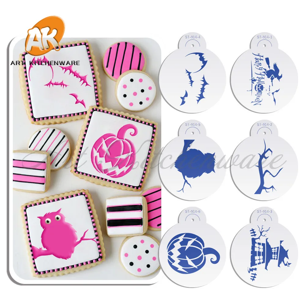 6pcs/set Happy Halloween Bat/Pumpkin/Ghost House Design Stencil Set Cake Stencil Decoration Cookie and Cupcake Stencil
6pcs/set Happy Halloween Bat/Pumpkin/Ghost House Design Stencil Set Cake Stencil Decoration Cookie and Cupcake Stencil