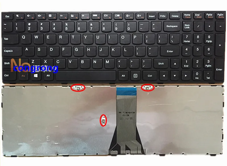 Английская клавиатура для ноутбука Lenovo IdeaPad 300-15ISK 300-15IBR английская с черной