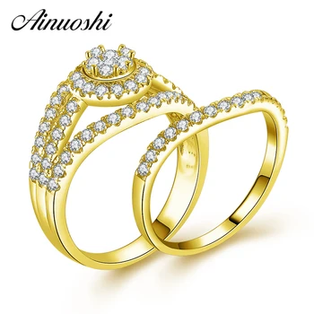 AINUOSHI 14K Solid Yellow Gold Bridal Ring Set Wedding Band Shining SONA Diamond Woman Engagement Cluster Ring Jewelry Gift
AINUOSHI 14K Solid Yellow Gold Bridal Ring Set Wedding Band Shining SONA Diamond Woman Engagement Cluster Ring Jewelry Gift