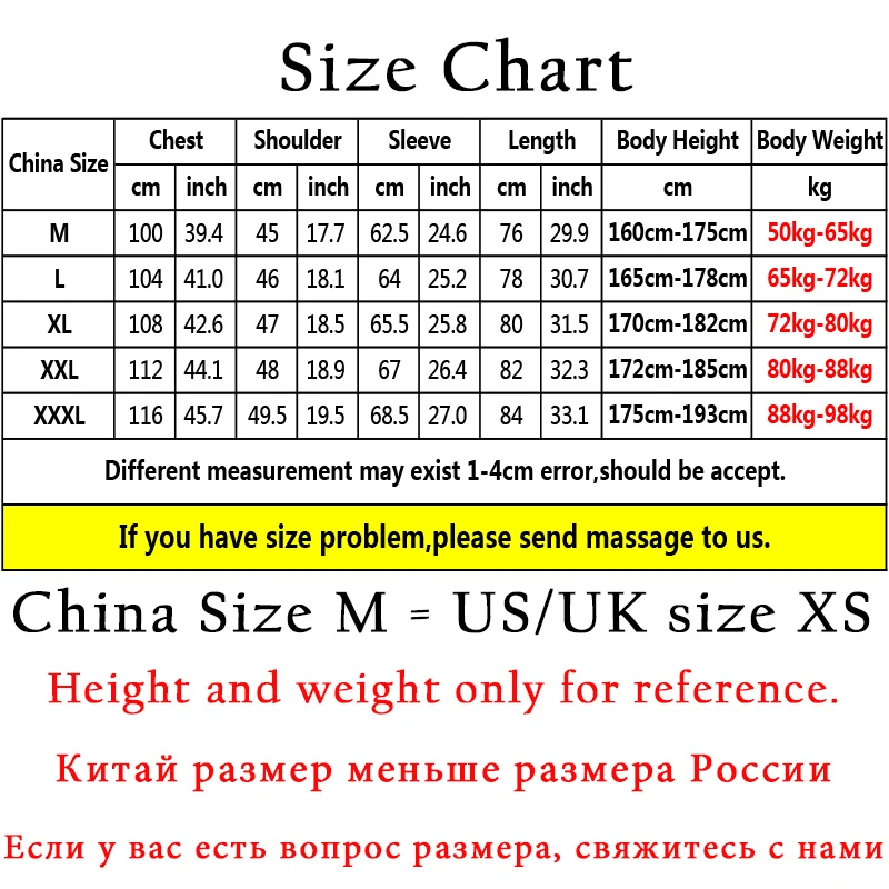 China Size Chart Compared To Us