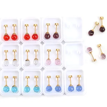 316 Stainless Steel Ear Post Stud Earrings Gold Ball Screwed Off Mixed Cubic Zirconia 6mm( 2/8") Dia.,1 Set ( 12 Pairs/Set)
316 Stainless Steel Ear Post Stud Earrings Gold Ball Screwed Off Mixed Cubic Zirconia 6mm( 2/8") Dia.,1 Set ( 12 Pairs/Set)
