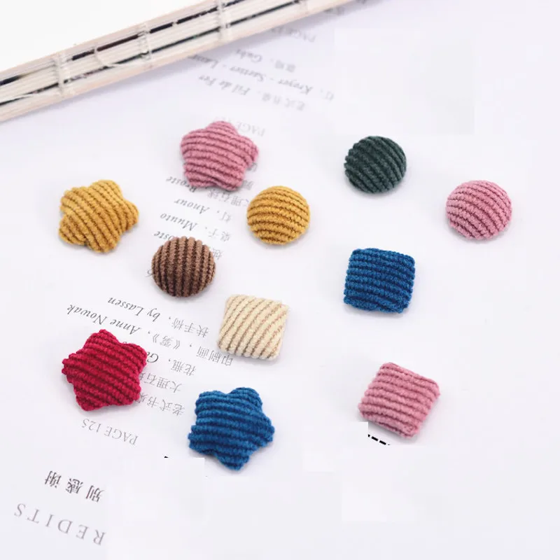 

50pcs/lot Fashion corduroy package cloth circle heart buckle Earrings Drop square charm without hole Jewelry handmade DIY