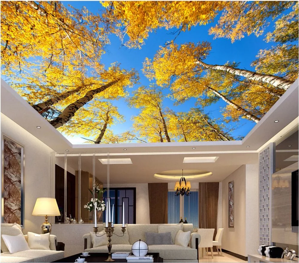 3d ceiling murals wall paper Yellow leaves the sky white birch trees decor painting 3d wall murals wallpaper for living room
3d ceiling murals wall paper Yellow leaves the sky white birch trees decor painting 3d wall murals wallpaper for living room
