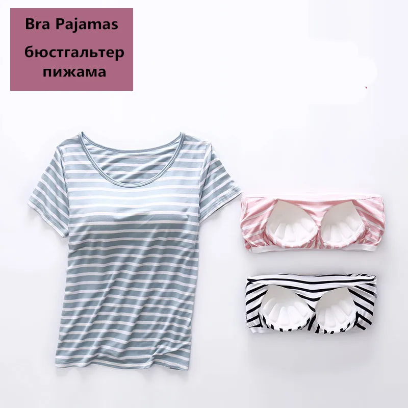 Cotton Pajamas Set Women Sexy Stripe Pyjama Bra T-Shirt Shorts 2 Piece/Set Home Sleepwear Loose Size Tracksuit Top Fashion
Cotton Pajamas Set Women Sexy Stripe Pyjama Bra T-Shirt Shorts 2 Piece/Set Home Sleepwear Loose Size Tracksuit Top Fashion