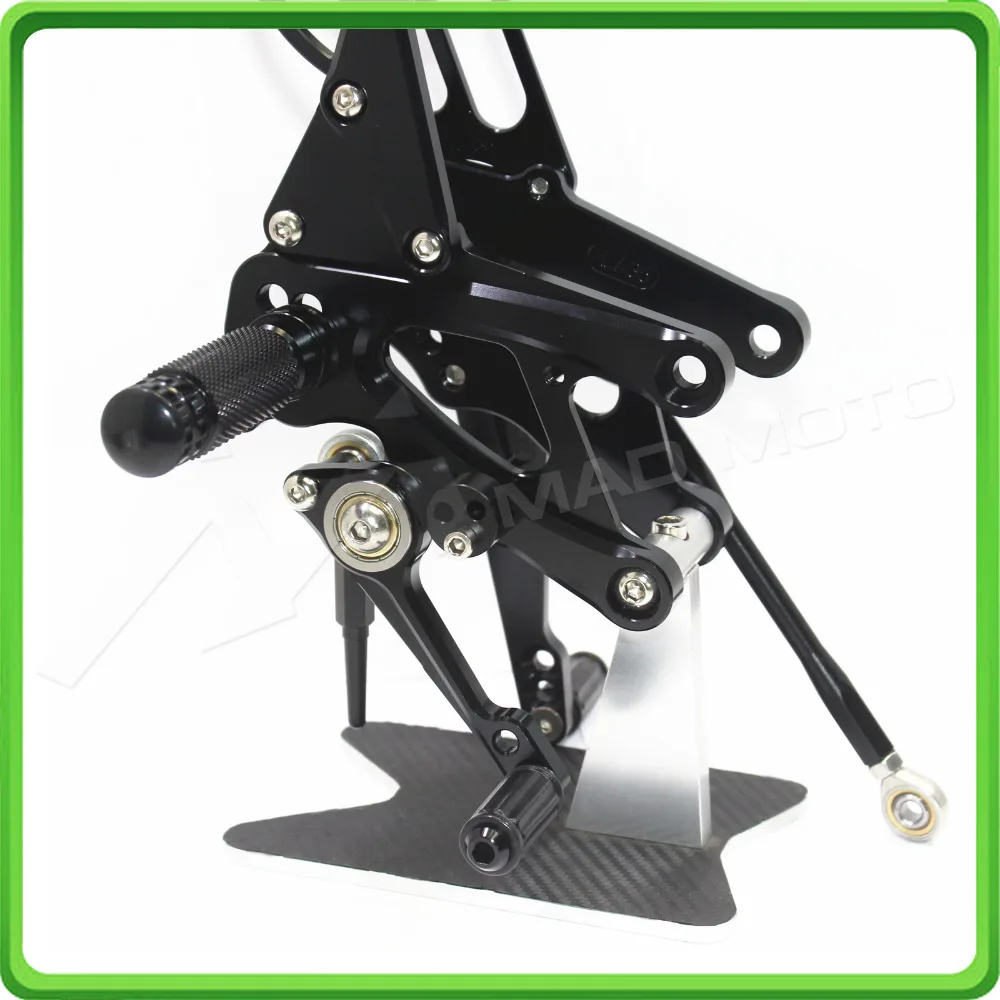 CNC Adjustable Rear Sets Rearset Footrest Foot Rest Pegs for Aprilia RSV4 ( R FACTORY ) APRC ABS 2013 2014 2015 2016 Black (3)