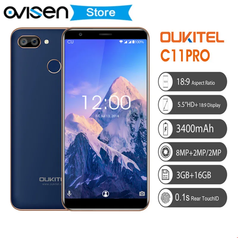 OUKITEL C11 Pro Android 8.1 4G LTE Smartphone 5.5" 18:9 Display MTK6739 Quad Core 3GB RAM 16GB ROM Fingerprint ID Mobile Phone
OUKITEL C11 Pro Android 8.1 4G LTE Smartphone 5.5" 18:9 Display MTK6739 Quad Core 3GB RAM 16GB ROM Fingerprint ID Mobile Phone