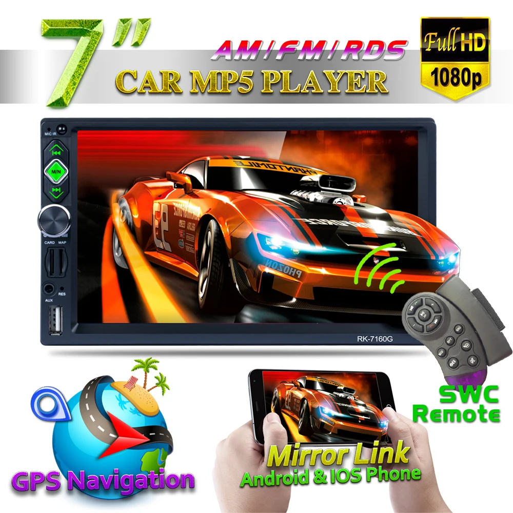 7 Inch 2 DIN Bluetooth Auto Multimedia Car Stereo MP5 Player GPS Navigation AM FM RDS Radio Mirror Link Car Rear View Camera
7 Inch 2 DIN Bluetooth Auto Multimedia Car Stereo MP5 Player GPS Navigation AM FM RDS Radio Mirror Link Car Rear View Camera