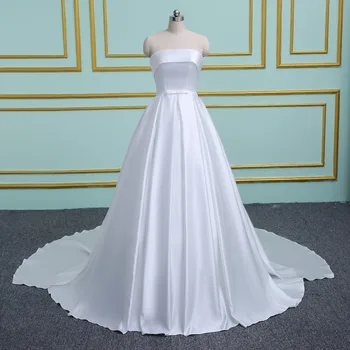 2019 White / Ivory Luxury Vestido De Noiva Robe De Mariage Bridal A Line Satin With Chapel Train Wedding Dresses
2019 White / Ivory Luxury Vestido De Noiva Robe De Mariage Bridal A Line Satin With Chapel Train Wedding Dresses
