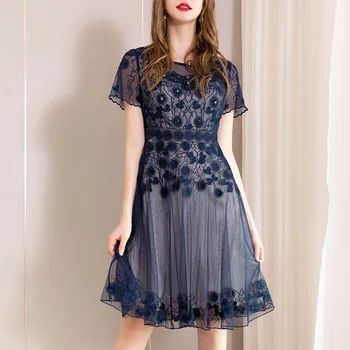 Vestidos De Festa 2019 Summer Fashion Party Evening Knee Dress Women O-Neck Allover Tulle Mesh Embroidery Beading Dress Blue Red
Vestidos De Festa 2019 Summer Fashion Party Evening Knee Dress Women O-Neck Allover Tulle Mesh Embroidery Beading Dress Blue Red