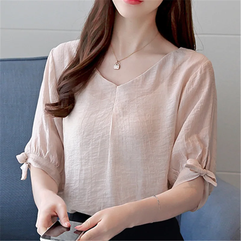 2019 Women Tops And Blouses New Summer Casual Chiffon Blouse Lantern Short Sleeve V Neck Solid Color Loose Shirt Clothing Blusas
2019 Women Tops And Blouses New Summer Casual Chiffon Blouse Lantern Short Sleeve V Neck Solid Color Loose Shirt Clothing Blusas