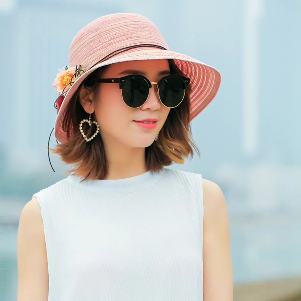 Summer Flower Straw Hat Sun Hat Women Wide Brim Stripe Beach Foldable Floppy Sunhat Block UV Protection Female Dome casual Cap
Summer Flower Straw Hat Sun Hat Women Wide Brim Stripe Beach Foldable Floppy Sunhat Block UV Protection Female Dome casual Cap