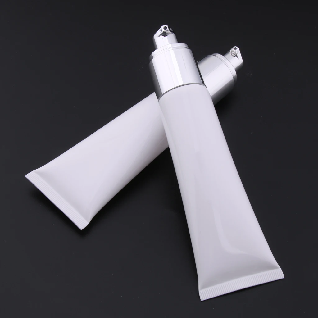 2pcs Travel Refillable Empty Pump Bottle Cosmetic Makeup Cream Balm Foundation Tubes Vials Container 50ml 2pcs Travel Refillable Empty Pump Bottle Cosmetic Makeup Cream Balm Foundation Tubes Vials Container 50ml