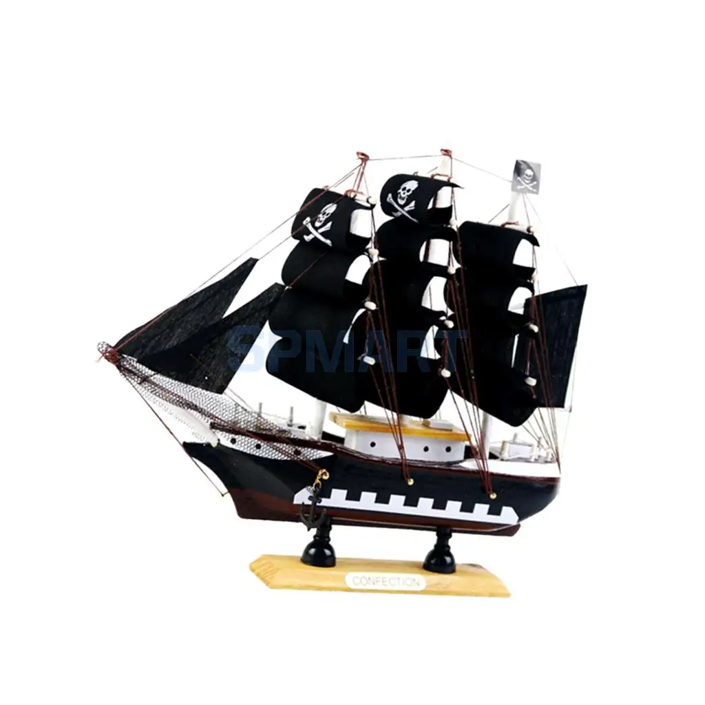 MagiDeal 9.5 Inches Handcrafted Home Decorative Nautical Wooden Pirate Ship Sailboat Boat Model for Kids Children Cool Xmas Gift