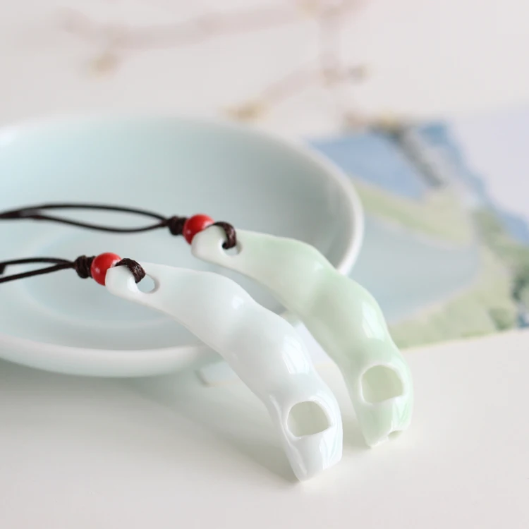 Фото Fashion Jewelry Handmade Ceramic Pea Pods Cyan or White Whistle Pendant Necklace for Women Lovers Fine | Украшения и аксессуары