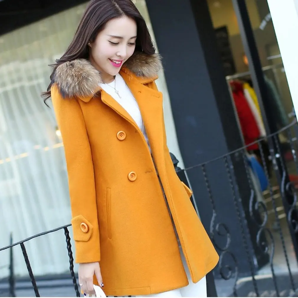 

2019 Autumn Winter Trench Coat Solid Color Slim Thick Long Wool Coats Faux Fur Cardigans Plus Size S-3XL Cappotto Donna Beauty