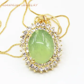 Copper Gold-color Zircon Chain Necklace Pendant For Women 28x37mm Natural Green Stone Jades Chalcedony Pendants Jewelry B3314
Copper Gold-color Zircon Chain Necklace Pendant For Women 28x37mm Natural Green Stone Jades Chalcedony Pendants Jewelry B3314