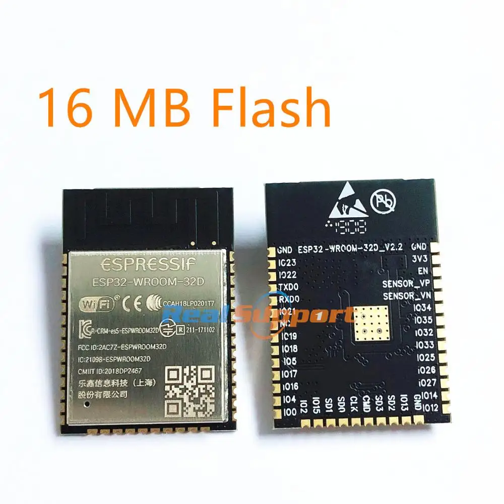 ESP32-WROOM-32D 16MB Flash Memory Wi-Fi+BT+BLE ESP32 Module Espressif Original better RF perfermance
ESP32-WROOM-32D 16MB Flash Memory Wi-Fi+BT+BLE ESP32 Module Espressif Original better RF perfermance
