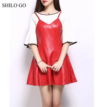 SHILO GO Leather Dress Womens Autumn Fashion sheepskin genuine Leather Dress Sexy spaghetti strap V Neck concise ruffles dress
SHILO GO Leather Dress Womens Autumn Fashion sheepskin genuine Leather Dress Sexy spaghetti strap V Neck concise ruffles dress