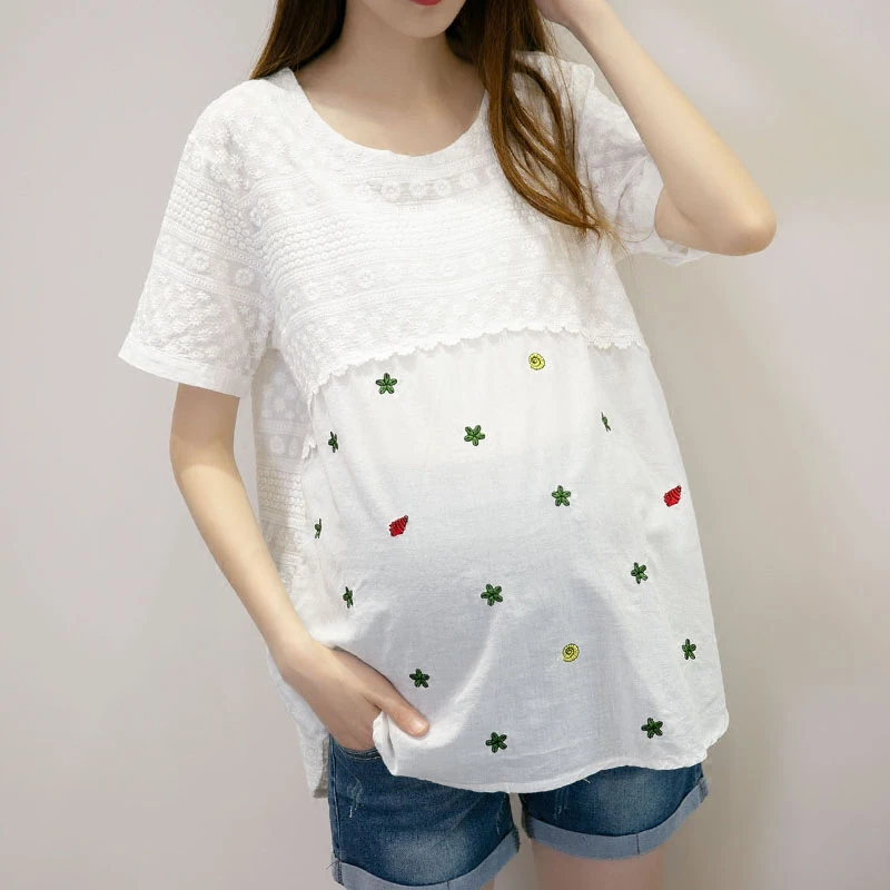 Summer Cotton Embroidery Pregnant Maternity T Shirts Short Sleeve Casual Pregnancy Clothes For Pregnant Women Maternity Tees Top
Summer Cotton Embroidery Pregnant Maternity T Shirts Short Sleeve Casual Pregnancy Clothes For Pregnant Women Maternity Tees Top