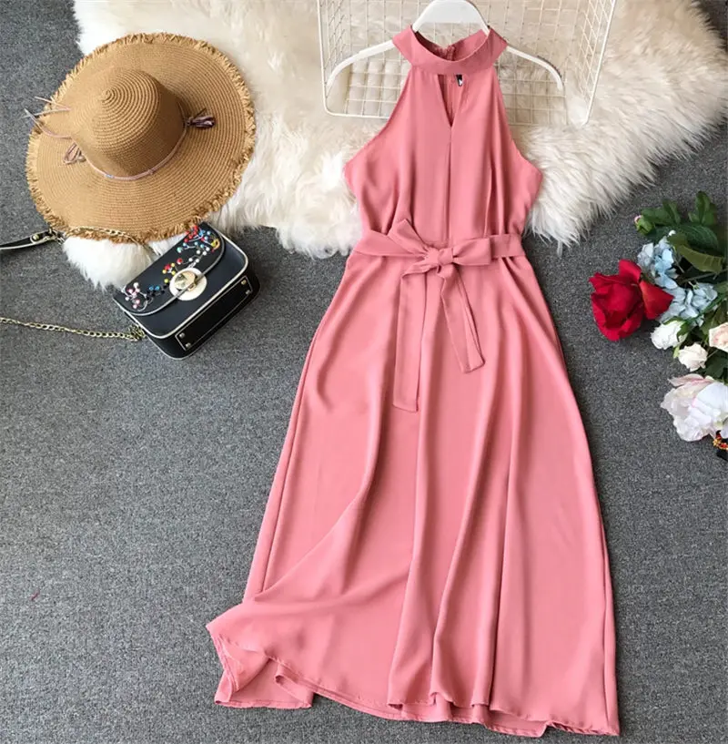 LUOSHA Women Summer Halter Neck Sleeveless Hollow Chest Chiffon Long Dress Women Criss Cross Sashes Holiday Dress Beach Vestidos
LUOSHA Women Summer Halter Neck Sleeveless Hollow Chest Chiffon Long Dress Women Criss Cross Sashes Holiday Dress Beach Vestidos