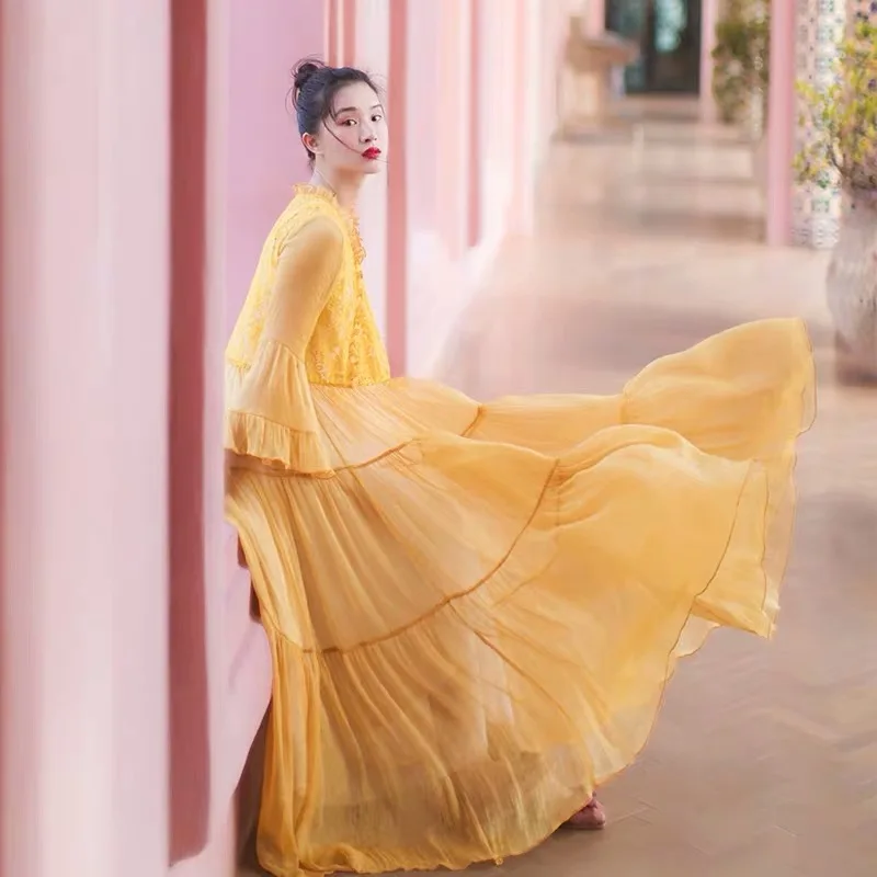 IRINAY514 2019 Spring Summer Collection new arrival vintage ruched neckline lace patchwork large bottom long chiffon dress women
IRINAY514 2019 Spring Summer Collection new arrival vintage ruched neckline lace patchwork large bottom long chiffon dress women
