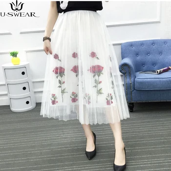 2020 New Printed Skirt Fashion Mesh Tulle Long Gown Skirt Elegant Pleated Floral Embroidery Elegant Female Tutu Skirts
2020 New Printed Skirt Fashion Mesh Tulle Long Gown Skirt Elegant Pleated Floral Embroidery Elegant Female Tutu Skirts