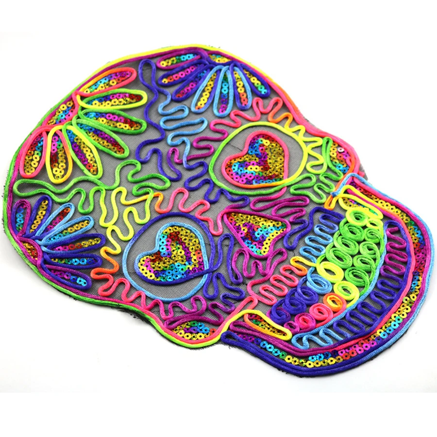 1Pcs Skull Embroidered Patches for Clothing Color Badge Applique Sequins Patch DIY Accessories Label Patchwork with Rope
1Pcs Skull Embroidered Patches for Clothing Color Badge Applique Sequins Patch DIY Accessories Label Patchwork with Rope