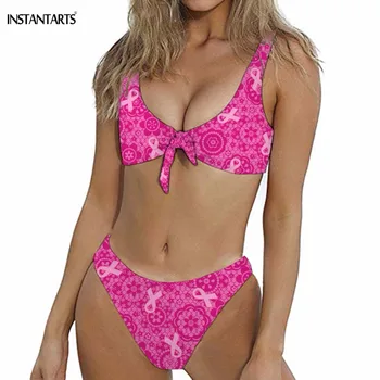 INSTANTARTS Breast Cancer Awareness Pattern Pink Women Bow-knot Bikini Sets Bathing Suits for Woman Summer Beach Swimming Wear
INSTANTARTS Breast Cancer Awareness Pattern Pink Women Bow-knot Bikini Sets Bathing Suits for Woman Summer Beach Swimming Wear