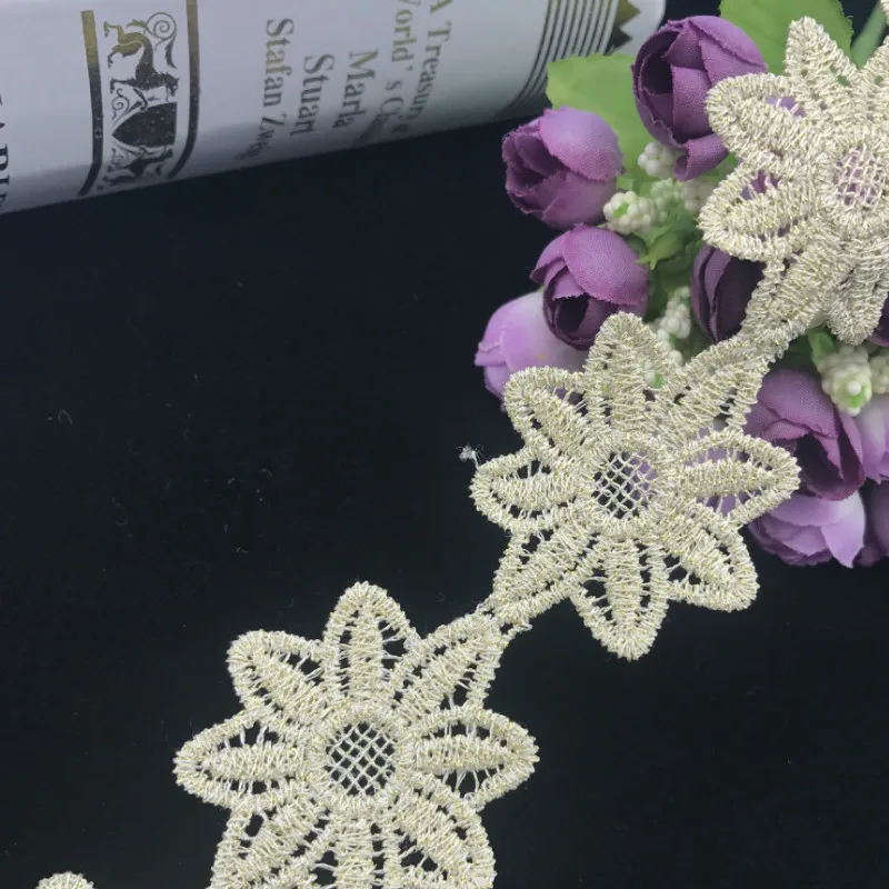 15 Yards Latest African Laces 2019 Gold Water Soluble Lace Embroidery DIY Headwear Garment Accessories Wedding Decoration Sewing
15 Yards Latest African Laces 2019 Gold Water Soluble Lace Embroidery DIY Headwear Garment Accessories Wedding Decoration Sewing