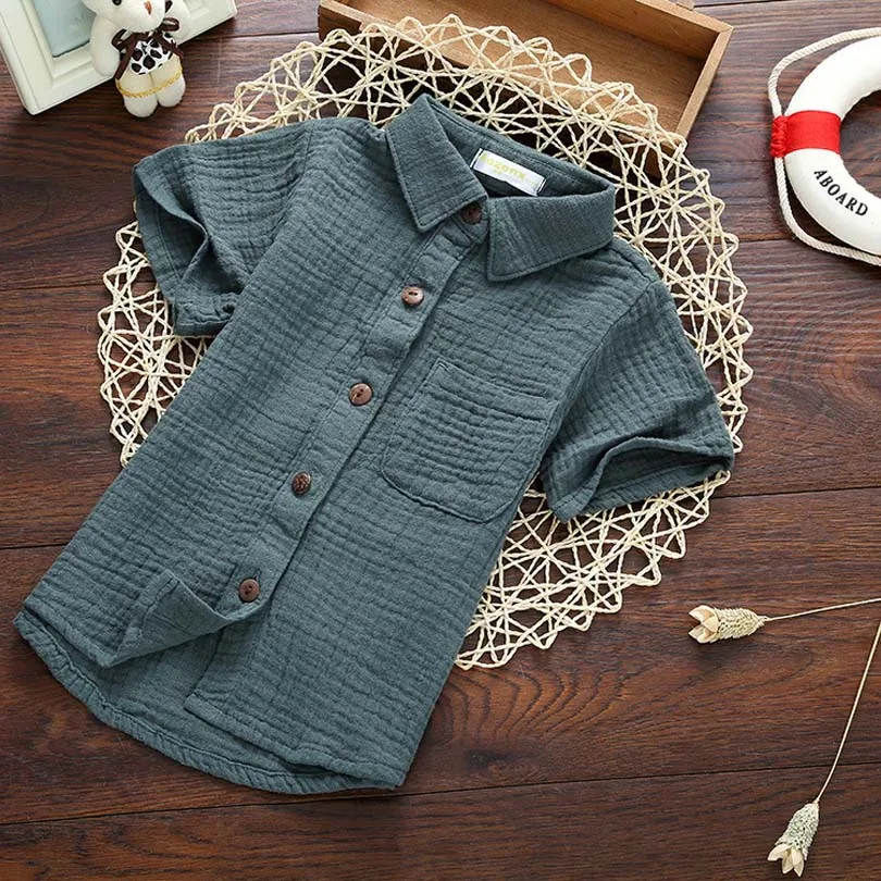 4 Colors Linen Cotton Summer Brand Blouses Children Boy Girl Kids Baby Tops Tees Comfortable Gentleman Sundress With Pocket 2-9Y 
4 Colors Linen Cotton Summer Brand Blouses Children Boy Girl Kids Baby Tops Tees Comfortable Gentleman Sundress With Pocket 2-9Y