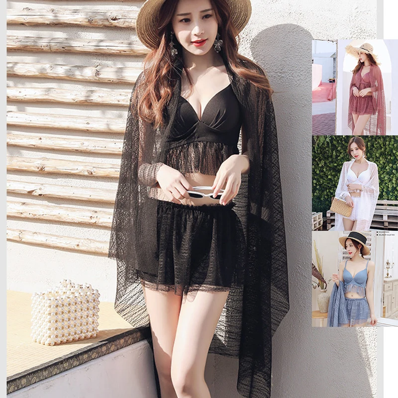 4 Color Three Piece Set Women Beach Tunic Sexy Lace Sleeveless V-Neck Black Pink Sexy Three Piece Suit Caps Summer Beach Clothes
4 Color Three Piece Set Women Beach Tunic Sexy Lace Sleeveless V-Neck Black Pink Sexy Three Piece Suit Caps Summer Beach Clothes