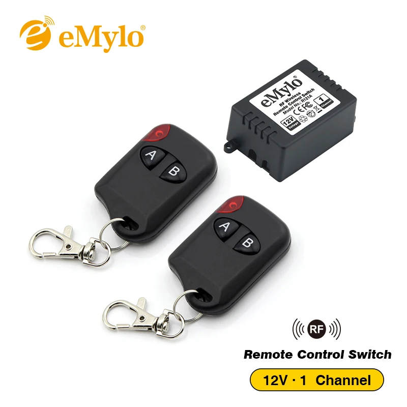 eMylo DC 12V RF 433Mhz Wireless Remote Control Relay Switch Black Color AB Type Transmitter Controller 1-Ch Lamp Light Switches
eMylo DC 12V RF 433Mhz Wireless Remote Control Relay Switch Black Color AB Type Transmitter Controller 1-Ch Lamp Light Switches