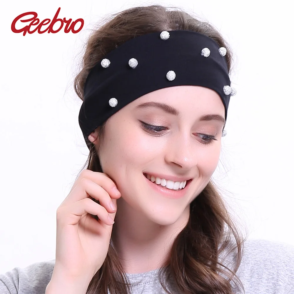 Geebro Women's Pearls Rhinestones Headband Fashion Cotton Flat Headbands for Girls Female Hair Band Spa Turban Wrap DQ579
Geebro Women's Pearls Rhinestones Headband Fashion Cotton Flat Headbands for Girls Female Hair Band Spa Turban Wrap DQ579