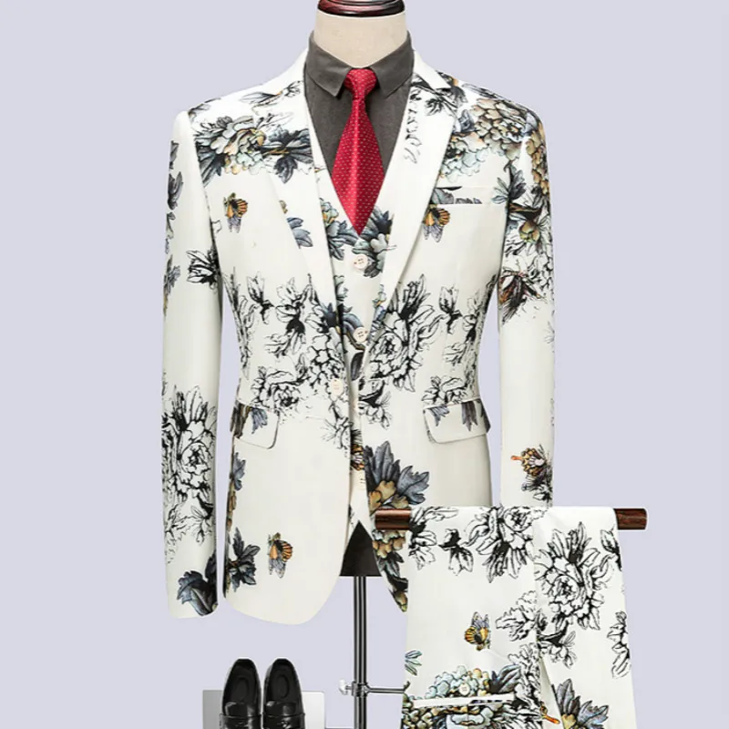 (jacket + waistcoat + trousers) new suit fashion man host show tuxedo fashion printed business club suit show three-piece suit
(jacket + waistcoat + trousers) new suit fashion man host show tuxedo fashion printed business club suit show three-piece suit