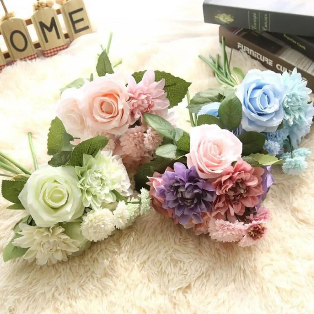 Bouquet Rose Dahlia Fall Vivid Fake Flower Artificial Flowers For Wedding Home Party Christmas Decor Silk Flower XF30
Bouquet Rose Dahlia Fall Vivid Fake Flower Artificial Flowers For Wedding Home Party Christmas Decor Silk Flower XF30