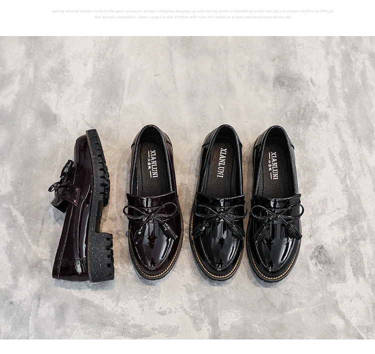 Slip On PU Women Loafers Fashion England Summer Women Flats Non-slip Retro Heels Casual Wedge Ladies Leather shoes New VT215 (4)