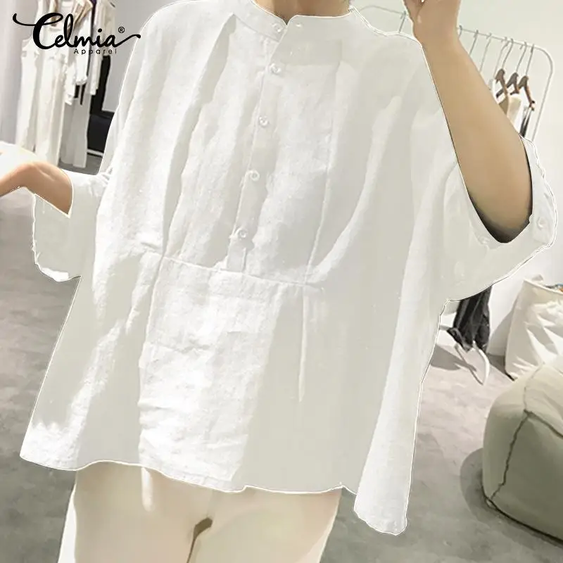 2019 Celmia Vintage Blouse Women White Shirts Summer Buttons Casual Batwing Sleeve Loose Pleated Tops Plus Size Blusas Femininas
2019 Celmia Vintage Blouse Women White Shirts Summer Buttons Casual Batwing Sleeve Loose Pleated Tops Plus Size Blusas Femininas