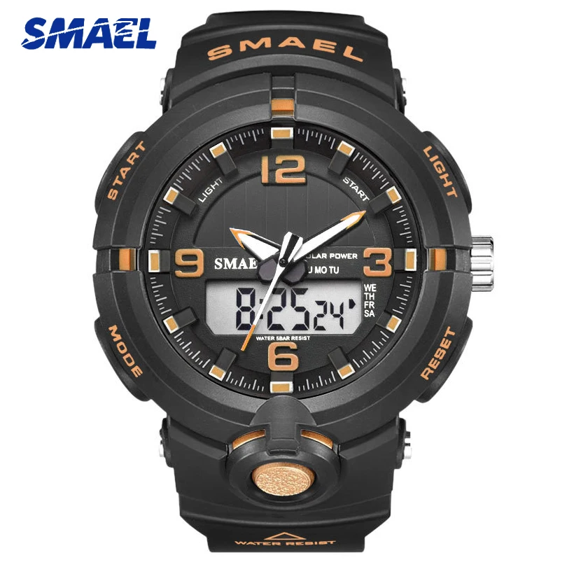 SMAEL Fashion Men Watch Solar energy Sports Watches Mens LED Analog Digital Wrist Watch Male Military Clock Relogio Masculino
SMAEL Fashion Men Watch Solar energy Sports Watches Mens LED Analog Digital Wrist Watch Male Military Clock Relogio Masculino