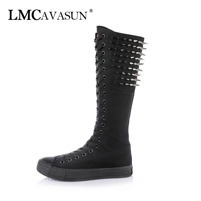 LMCAVASUN Big size 2019 New Women fashion High-top zipper Rivet boots Long-barreled casual flats canvas boots Tall Punk Shoes
LMCAVASUN Big size 2019 New Women fashion High-top zipper Rivet boots Long-barreled casual flats canvas boots Tall Punk Shoes