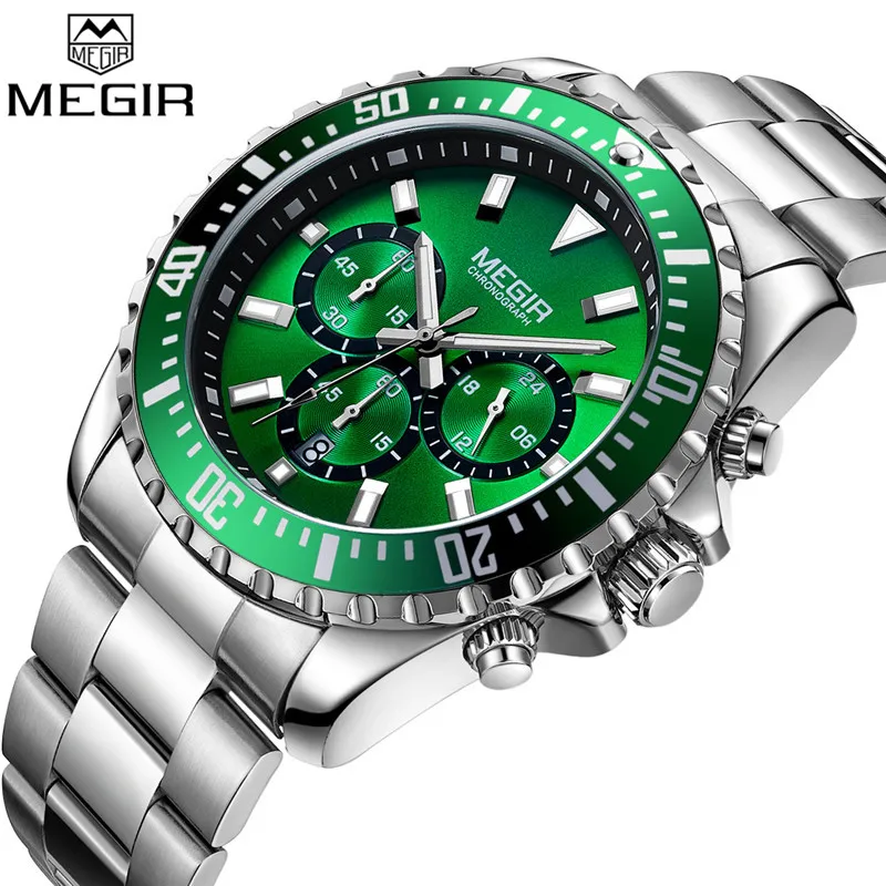 MEGIR Mens Watches Top Luxury Brand Chronograph Male Clock Military Army Sport Full Steel Green Dial Quartz Date Wristwatch 2064
MEGIR Mens Watches Top Luxury Brand Chronograph Male Clock Military Army Sport Full Steel Green Dial Quartz Date Wristwatch 2064