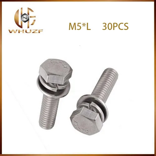 (30 pc/lot) metric thread M5 stainless steel hex Head Three Combination Screw Three sem screws with washer
(30 pc/lot) metric thread M5 stainless steel hex Head Three Combination Screw Three sem screws with washer