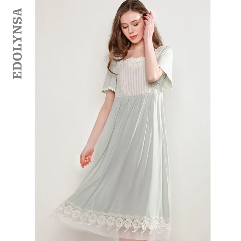 

Bathrobe Female Cotton Sleepwear Chemise Honeymoon Nightdress Women Nightwear Home Dress Victorian Style Indoor Clothing T466