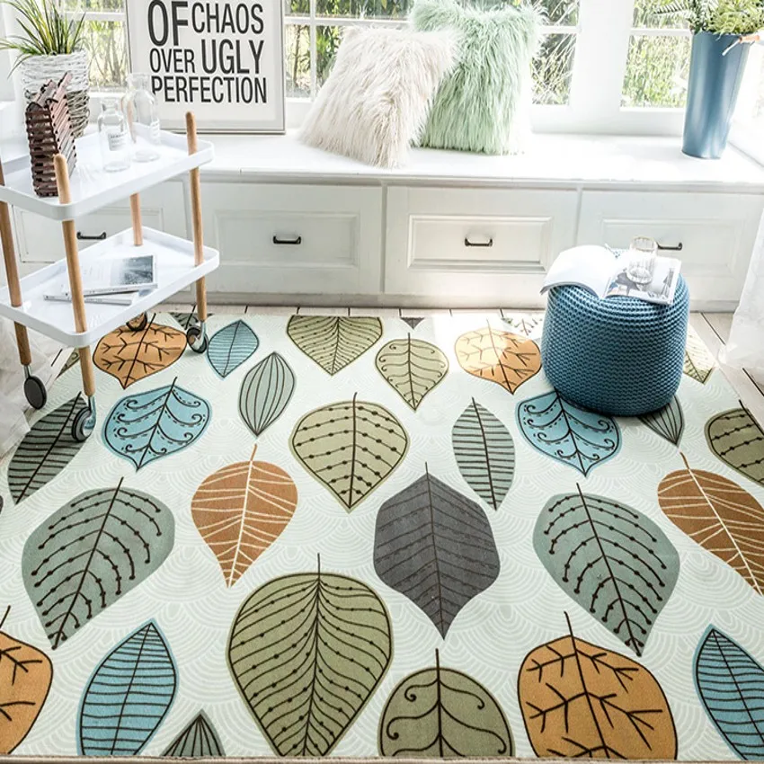 Pastoral style leaves pattern no hair easy care printed floor mat, large size Nordic style living room rug, bedside carpet
Pastoral style leaves pattern no hair easy care printed floor mat, large size Nordic style living room rug, bedside carpet