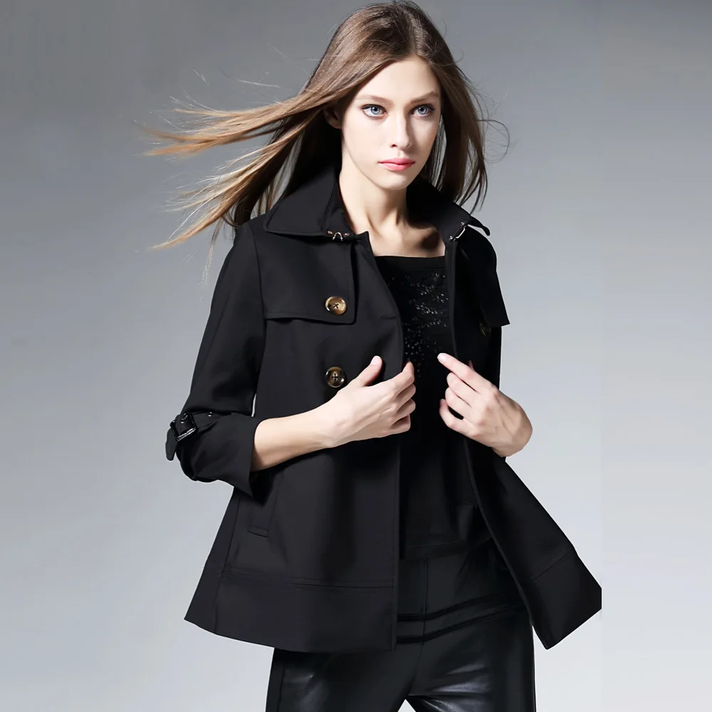 Image 2016 New Fashion Plus Size Brand Double Breasted Classic European Trench Coat bomber Jacket Women Windbreaker Pea Coat Femininos