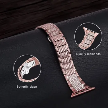 Butterfly clasp Stainless Steel Strap for Apple Watch Band Diamond 38mm 42mm 40mm 44mm ,For iwatch Bracelet series 4/3/2/1
Butterfly clasp Stainless Steel Strap for Apple Watch Band Diamond 38mm 42mm 40mm 44mm ,For iwatch Bracelet series 4/3/2/1
