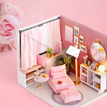 DIY Dollhouse Kit Realistic Mini 3D Pink Wooden House Room Toy with Furniture LED Lights Christmas Children's Day Birthday Gift
DIY Dollhouse Kit Realistic Mini 3D Pink Wooden House Room Toy with Furniture LED Lights Christmas Children's Day Birthday Gift