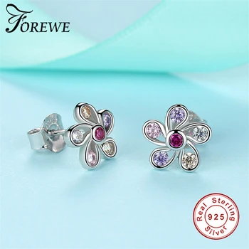 Genuine 925 Sterling Silver Flower Earrings Multi-color Crystal Zircon Stud Earrings for Women Fashion Silver Jewelry Gift
Genuine 925 Sterling Silver Flower Earrings Multi-color Crystal Zircon Stud Earrings for Women Fashion Silver Jewelry Gift
